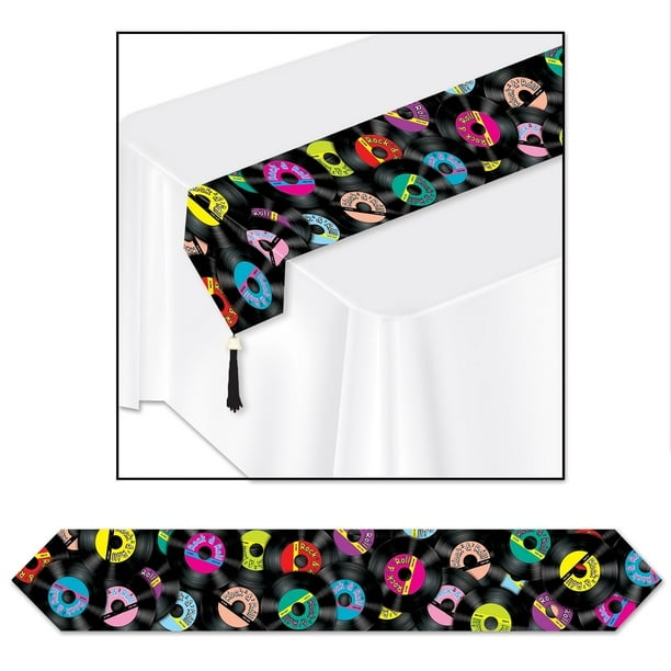 Disco impreso Table Runner Beistle Rock N Roll de los 50, 12 unidades