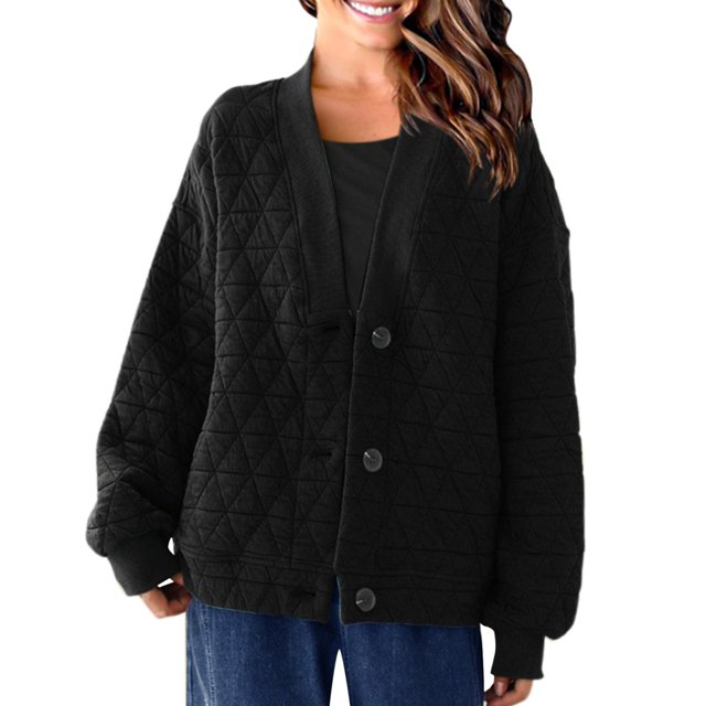 LOVZFMLL Jackets for Womens Winter Long Sleeve Solid Color Retro Loose Thicken Coat Top