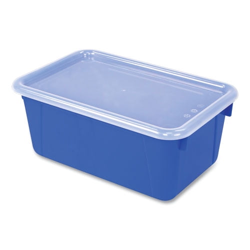 Cubby Bin with Lid, 2 gal, 8.2 x 12.5 x 11.5, Blue, 5/Pack | Bundle of 2