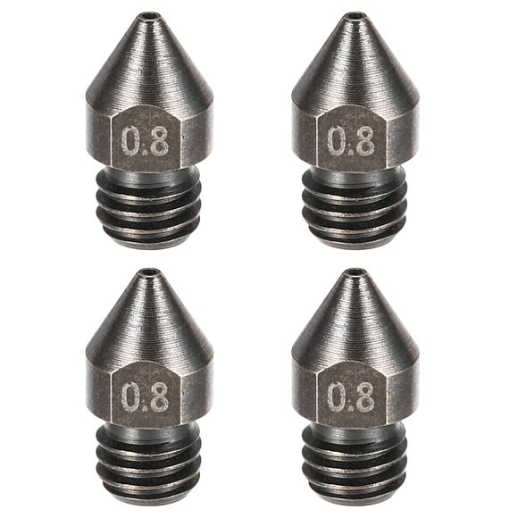 4 Pcs 0.8mm Boquillas de Extrusora para Impresora 3D MK8 Filamento de 1.75mm Cabezal de Impresión de Acero Endurecido Alta Velocidad Resistencia al Calor Boquilla (13x6mm)