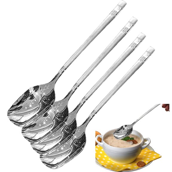 Fmxomd Teaspoon Set of 4, 7.6 Inch Stainless Steel Mini Tea Spoons, Small Spoon Silverware for Coffee Tea Soup Dessert, Heavy Duty, Dishwasher Safe