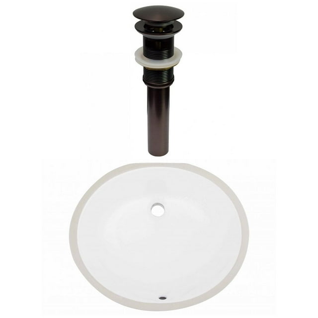 American Imaginations 19.25-in. W CUPC Oval Bathroom Undermount Sink Set In White - Oil Rubbed Bronze Hardware - Overflow Drain Incl. AI-31775