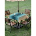 thumbnail image 4 of Outdoor Tablecloths with Umbrella Hole & Zipper, Turquoise Yellow Ombre 60x60 Inch Square Tablecloths, Farmhouse Modern Gradient Art Waterproof Table Cloth, Patio/Pool/Picnic Table Covers, 4 of 8