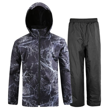 BaiTrend Men s Rain Suit Golf 2 piece Waterproof Gear Rain Suits for Men Lightweight Raincoat Jacket Hooded and Pants for Outdoor Fishing Work