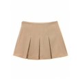 thumbnail image 2 of Khaki Pleated Mini Skirt High Waist A-Line Casual Streetwear Womens Skirt, 2 of 6