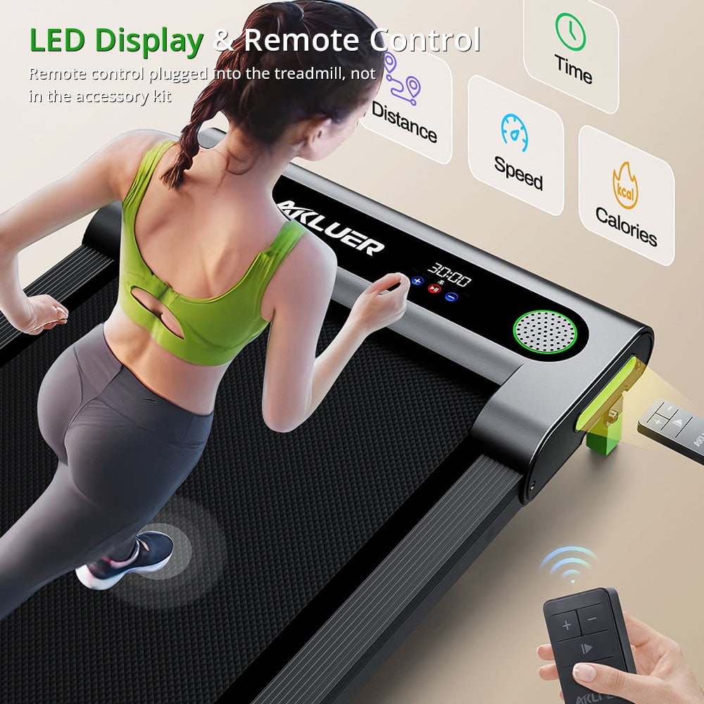 Akluer 480L-A Walking Pad with Incline, 2.5HP Under Desk Treadmill with Remote Control, LED Display, 330lbs Max Capacity,Black