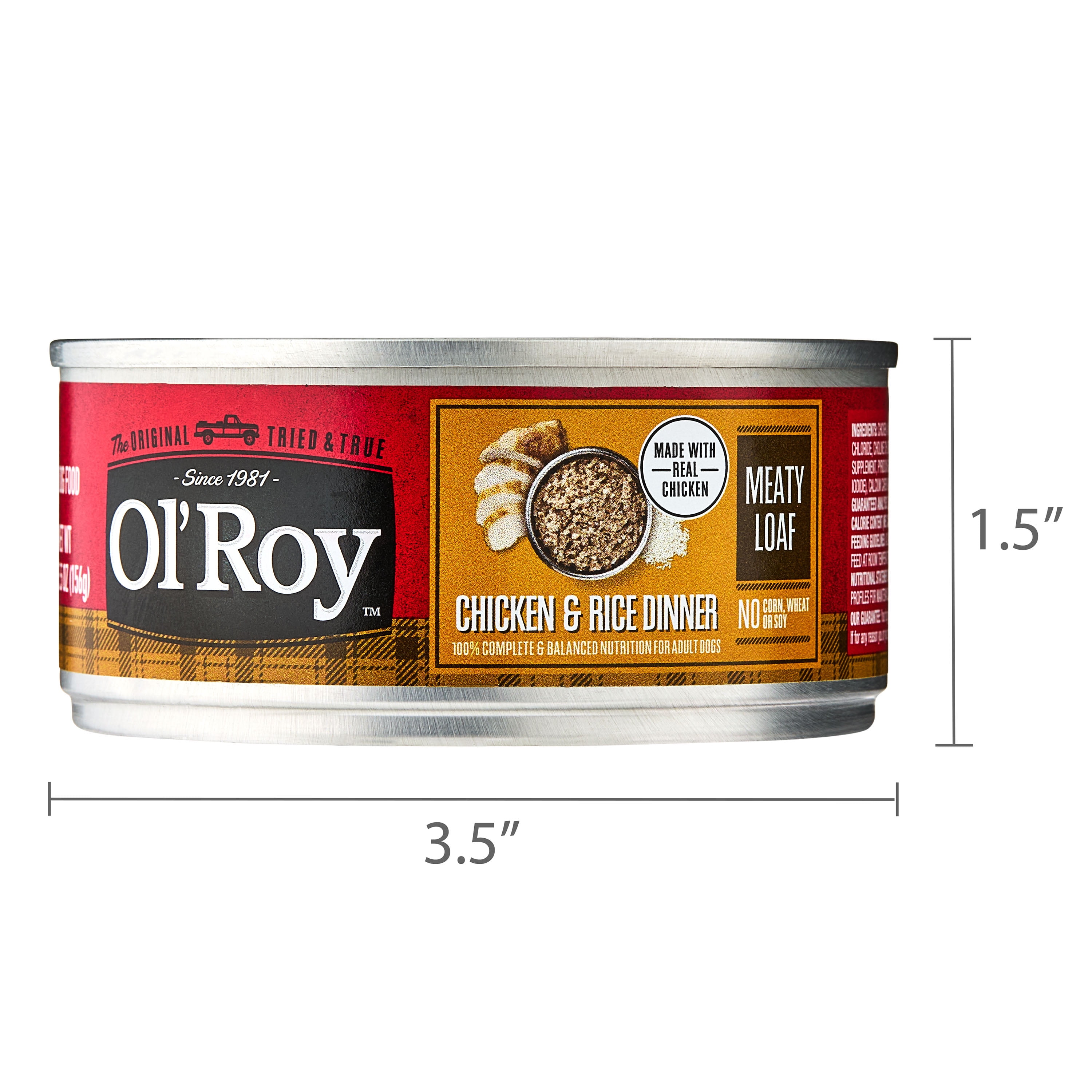 (4 pack) Ol' Roy Chicken & Rice Dinner Meaty Loaf Wet Dog Food, 5.5 oz Can