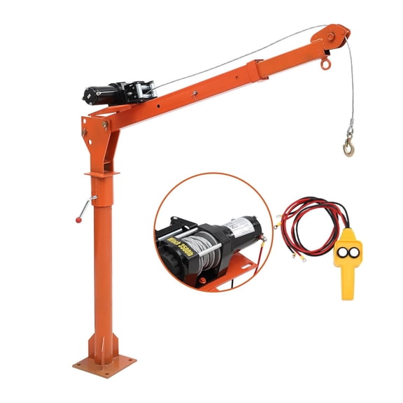 CazToi 1100 lb Electric Pickup Truck Crane with Electric Winch 3500 lb 12V, Folding Pickup Truck Jib Cranes Hoist for Lifting Goods in Construction Factory