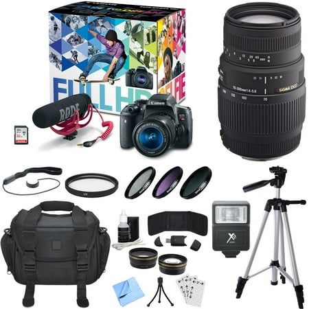 Canon EOS Rebel T6i Video Creator Kit w/ 18-55mm and 70-300mm Lens Bundle includes Creator Kit, 18-55mm Lens, 70-300mm Lens, 16GB + 8GB SDHC Memory Cards, Bag, Tripod, Beach Camera Cloth and More