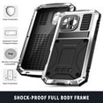 thumbnail image 6 of ELEHOLD for iPhone 16 Pro Max Case,Outdoor Sports Military Heavy Duty Full Body Cover with Built in Tempered Glass Screen Protector Hidden Kickstand Shockproof Case for iPhone 16 Pro Max,Silver, 6 of 9