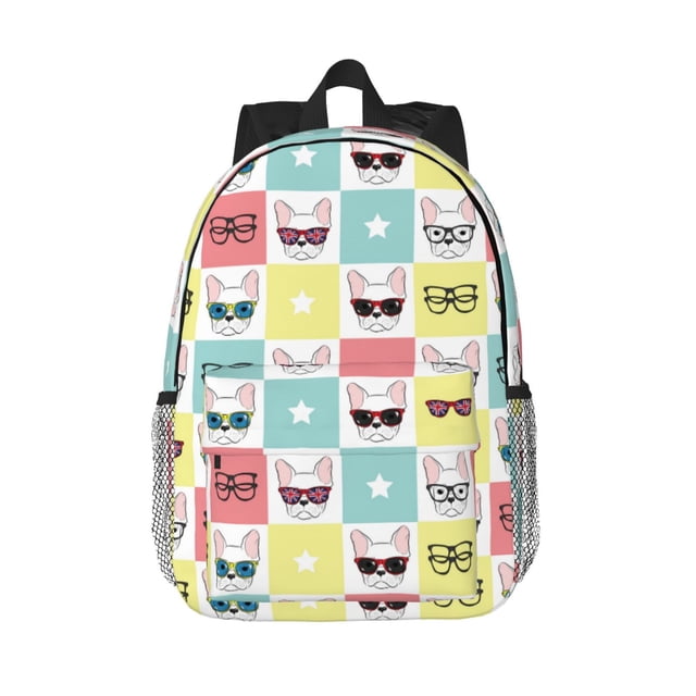 Easygdp Cute French Bulldog Mochila Ligera de 15 Pulgadas para Estudiantes, Mochila Cómoda para la Escuela y Viajes, Correas Ajustables
