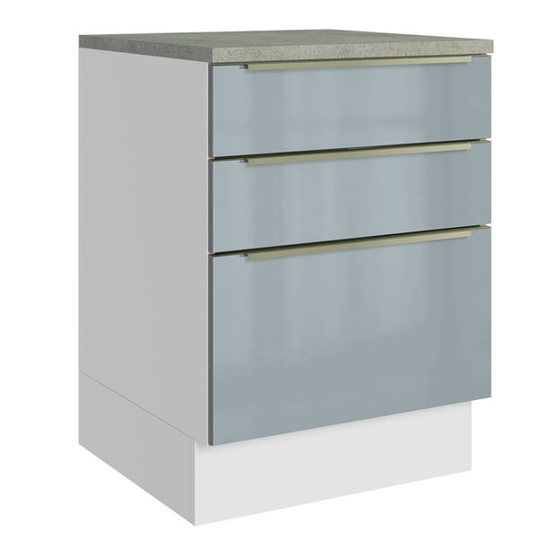 Gabinete Bajo Cocina Madesa Lux 3 Cajones con Encimera BG 60 cm