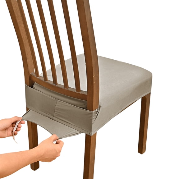 Stretchable Seat Cover Machine Washable Polyester Chair Seat Slipcover For Homes Kitchen Dining Room 4 Color Selection