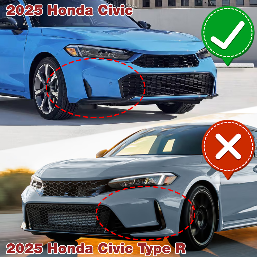 JDM Front Bumper Lip Spoiler Splitter 3pc For 2019-2021 Honda Civic (2/4 Door Non-Si)