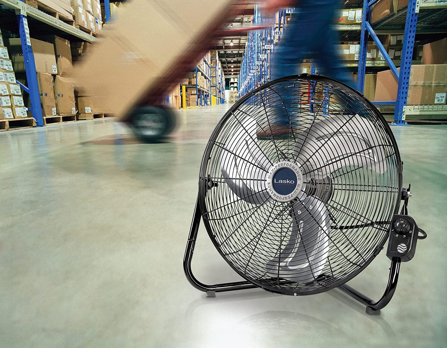 Lasko Max Performance 20" 3-Speed Wall Mounted Floor Fan, Black, 2264QM