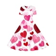 thumbnail image 7 of Kids Girls Valentines Day Dress Heart Print Peter Pan Collar Short Sleeve A-Line Party Dress for Spring Summer Watermelon Red,Size 9-10 T, 7 of 7
