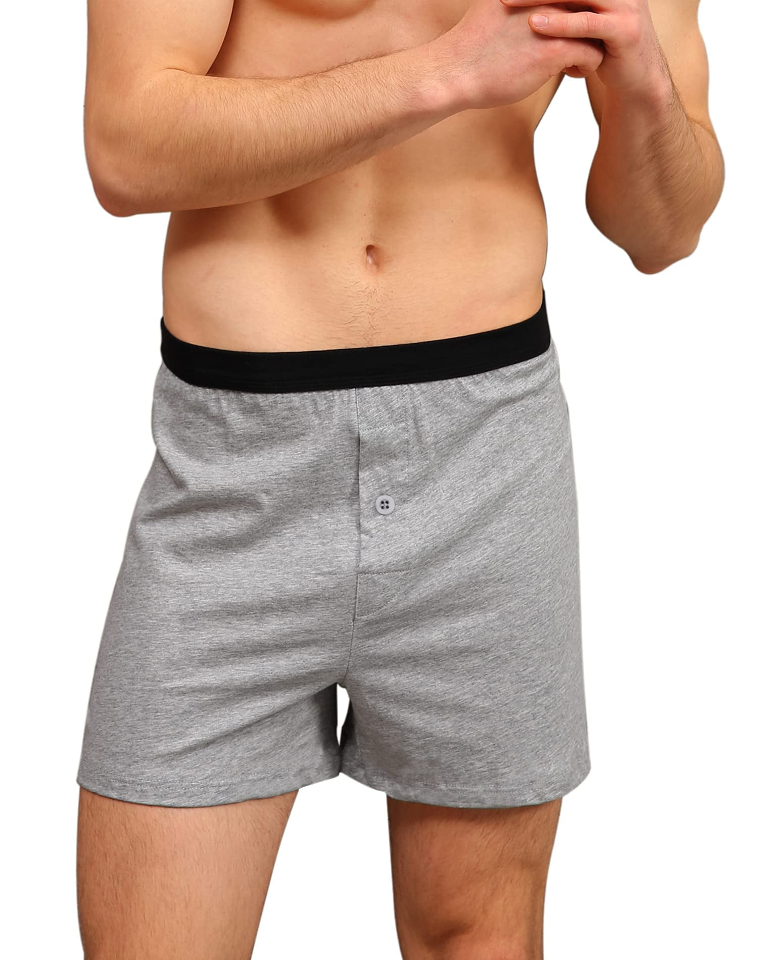 INNERSY Men's Boxers Cotton Knit Shorts Black Boxers for Men with Stretchy  Waistband 4-Pack(Black, L) 