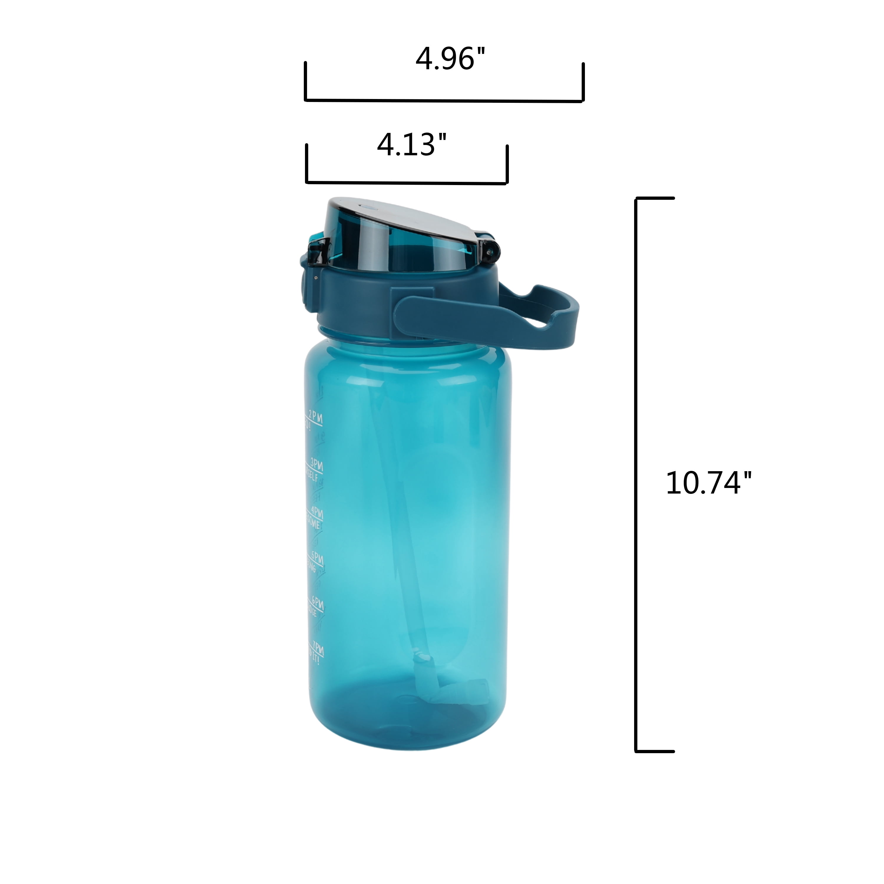 Mainstays 48 oz Blue Plastic Water Bottle with Handle and Built-In Phone Holder