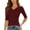 Wine, variant on Scgaewj Women V Neck Ribbed Knit Top, 3/4 Elbow Half Length Sleeve Ruched Slim Fit Stretch T-Shirt, Soft Basic Dressy Casual Tunic Tees for Summer Autumn Daily Outfits