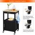 thumbnail image 6 of HYJY Small Kitchen Island on Wheels with Wood Top and Drawer, Trolley Cart with Open Shelf and Storage Cabinet for Dining Room, 22x18x35 Inches, Black, 6 of 18