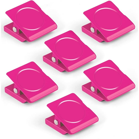 6 Pack Magnetic Clips Heavy Duty, Fridge Magnets Clips, Strong Magnets for Whiteboard, Refrigerator, Home, School, Office (Pink)