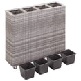 thumbnail image 2 of vidaXL Garden Raised Bed with 4 Pots 80x22x79 cm Poly Rattan Grey, 2 of 5