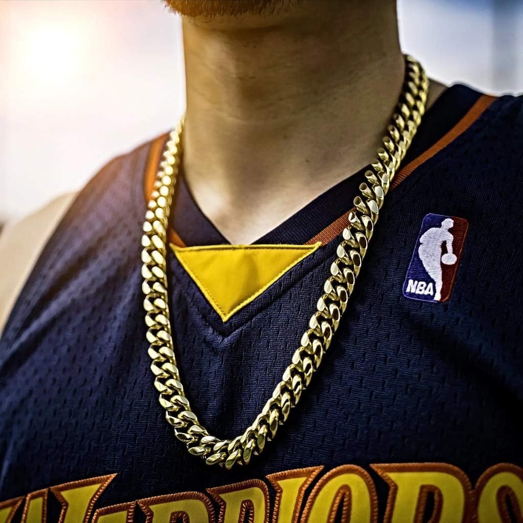 Mens Heavy Miami Cuban Link Chain Choker 14k Gold Plated Hip Hop Thick Stainless Steel 8mm/10mm/12mm/14mm/16mm Necklace/Bracelet