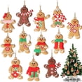 thumbnail image 2 of Paquete de 14 adornos de hombre de jengibre para decoraciones de árbol de Navidad, adornos colgantes de jengibre de 3 pulgadas de alto, adorno de árbol de Navidad, decoraciones navideñas, 2 of 5