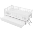 thumbnail image 6 of Euroco Wood Twin Size Platform Bed with Trundle, Guardrail Bed for Kids Teens Toddler, White, 6 of 14
