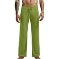 thumbnail image 2 of Afuyipoi Men's Sleep Straight Leg Pants,Elastic Waist Breathable Solid Color Causal Sleepwear Lounge Pants Green XL, 2 of 7