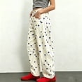thumbnail image 5 of Polka Dot Jeans Women Y2K Low Rise Baggy Denim Pants Vintage Wide Leg Jeans Streetwear, S, 5 of 6