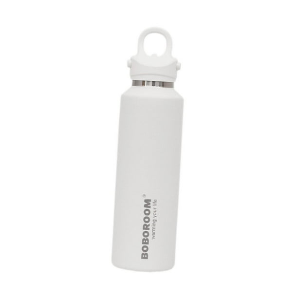 Botellas térmicas de metal con aislamiento al vacío, reutilizables, para viaje, 600 ml (20 oz) Blanco