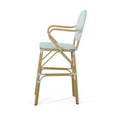 thumbnail image 6 of Wicker and Aluminum Outdoor 29.5 Inch French Barstools (Set of 2), Light Teal, White, and Bamboo Print Finish, 6 of 8