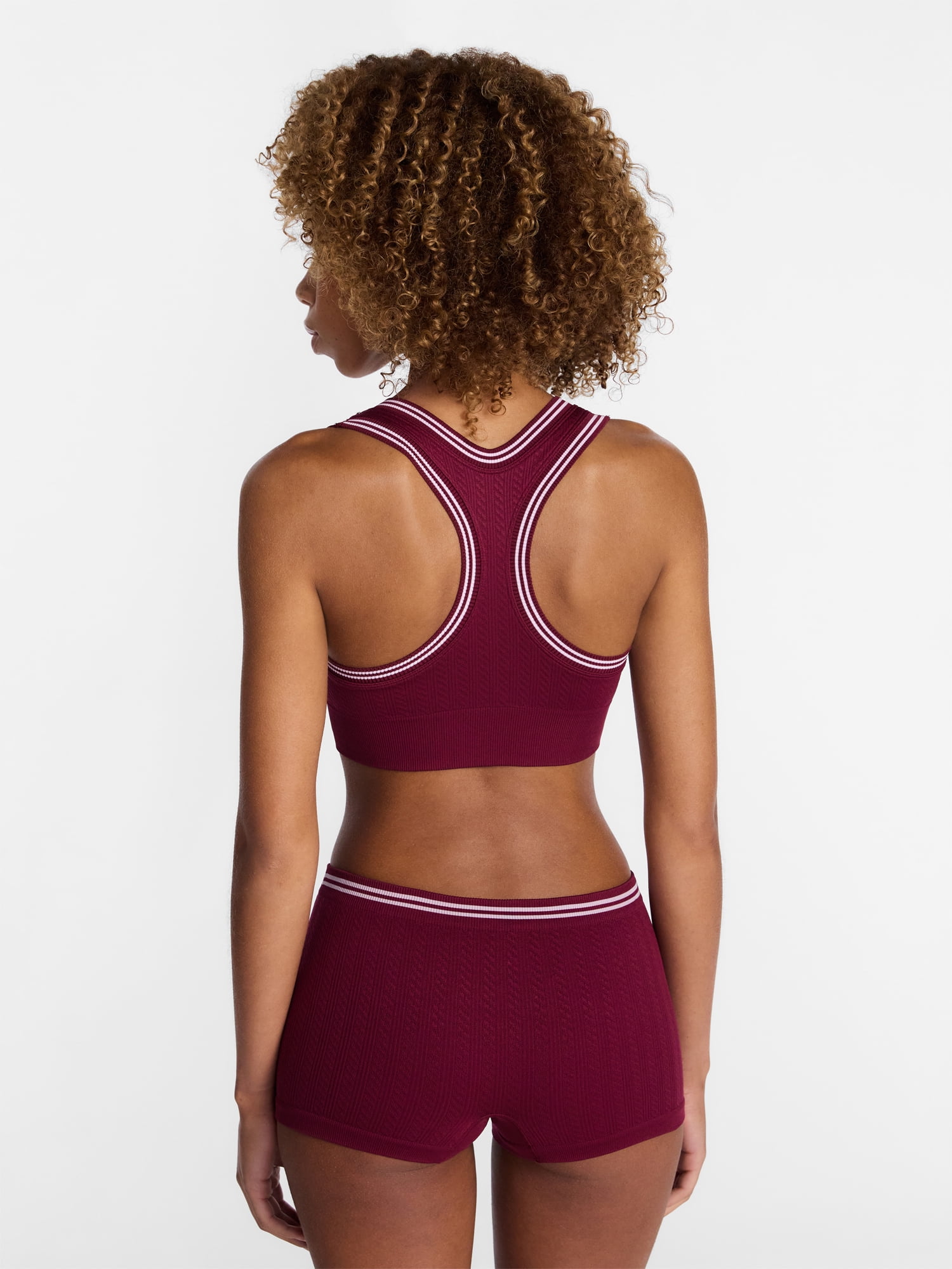 No Boundaries Seamless Racerback Bralette and Boyshorts Set, 2 Piece, Women's XS-XXXL