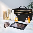 thumbnail image 2 of Bolsa de maquillaje BAFAMYE 8.8 L de doble capa de viaje para mujer, color negro, 2 of 7