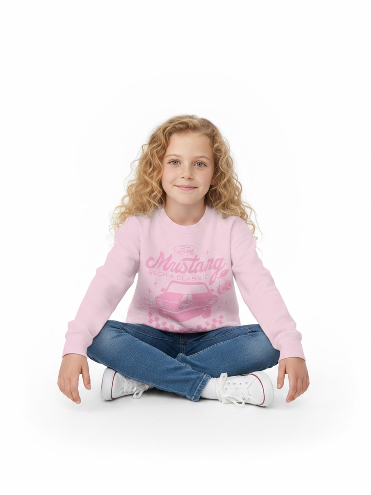 Ford Girls Mustang Retro Classic Graphic Sweatshirt, Sizes 4-16