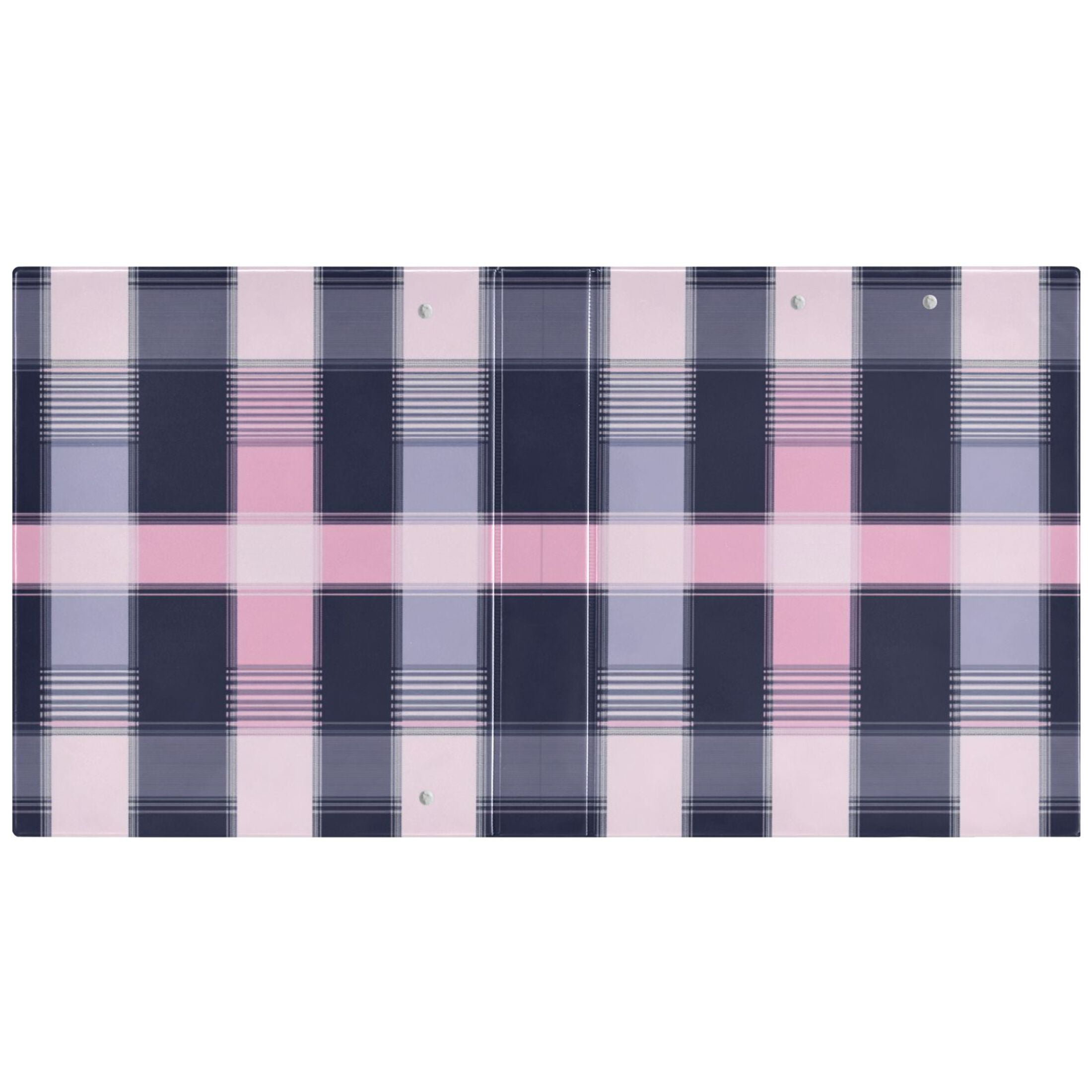 Pink and Navy Blue Lattice 3 Ring Hardcover Binders 1.5in Round Rings for Letter-Size Folder Paper Organizer Pockets for Office Student Recipe