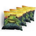 thumbnail image 5 of Ambesonne Animal Throw Pillow Cover 4 Pack, Frog Prince with Crown, 16", Green Yellow, 5 of 7