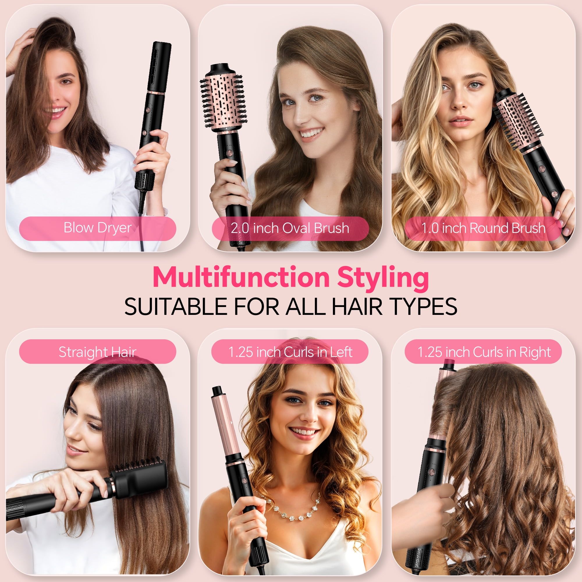 NICEBAY Hot Air Brush, Hair Dryer Brush High Speed Motor, Blow Dryer 1300W, Plastic
