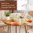 thumbnail image 5 of Round Table Cover 45-54 Inch Fall Pumpkin Waterproof Reusable Table Cloth Round Fitted Vinyl Tablecloth with Elastic Edged for Parties Outdoors, Autumn Thanksgiving Harvest Leaves Floral Plaid, 5 of 9
