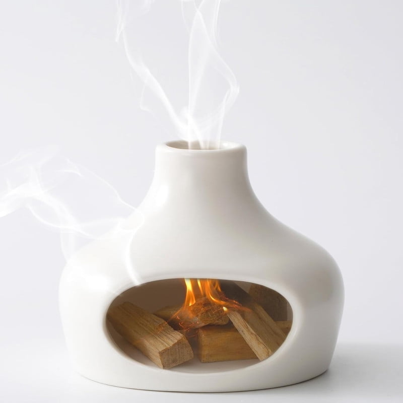 Speckled White Glaze Palo Santo Holder - Ceramic Incense Burner with Ash Catcher, Wabi-Sabi Style Palo Santo Holder Stick Holder for Smudging, Meditation, Yoga & Scandinavian Home Decor