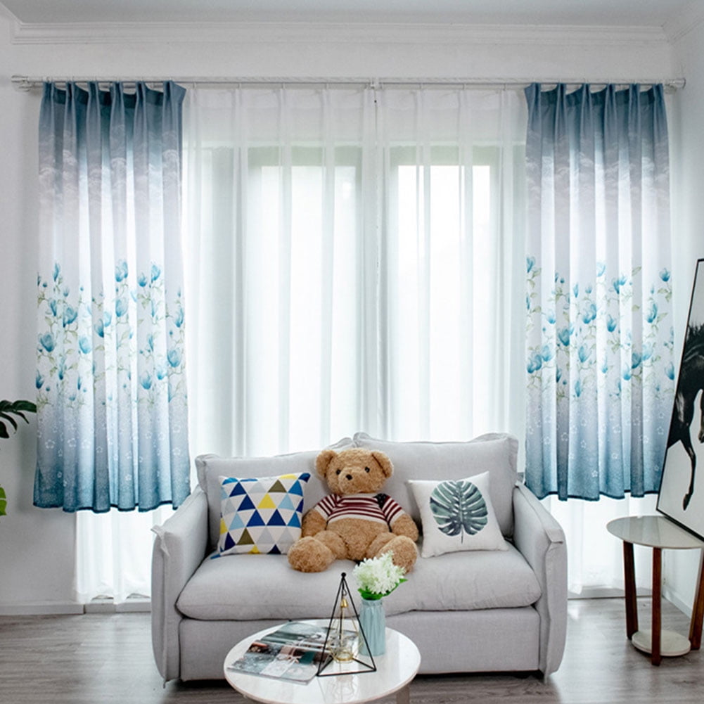 Tulle Curtains For Living Room Bedroom Window Sheer Modern Voile Curtain Drapes Colorblue Specification1 2m High Walmart Canada