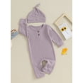 thumbnail image 3 of Bagilaanoe Newborn Baby Girl Boys Fall Jumpsuit Long Sleeve Bodysuit + Hat 3M 6M 9M 12M 18M 24M Infant Fall One Piece Romper, 3 of 9