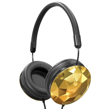 UPC: 0802029080779 | Art & Sound Faceted On-Ear Wired Headphones  Stereo Sound  Foldable & Adjustable – Gold