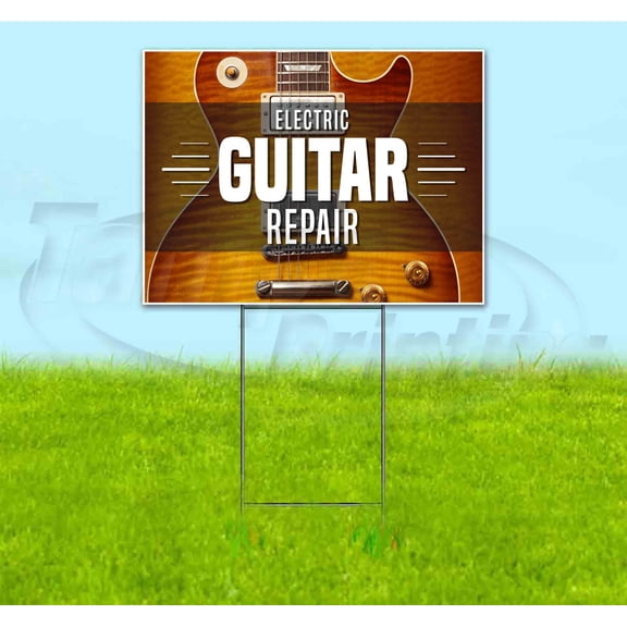 Electric Guitar Repair (18" x 24") Yard Sign, Includes Metal Step Stake