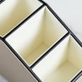 thumbnail image 3 of PU Leather Remote Control Holder, Small Desk Organizer Office Supply Bedside Caddy for Nightstand End Table Couch, Pen Remote Organizer with 3 Compartments (Beige), 3 of 7
