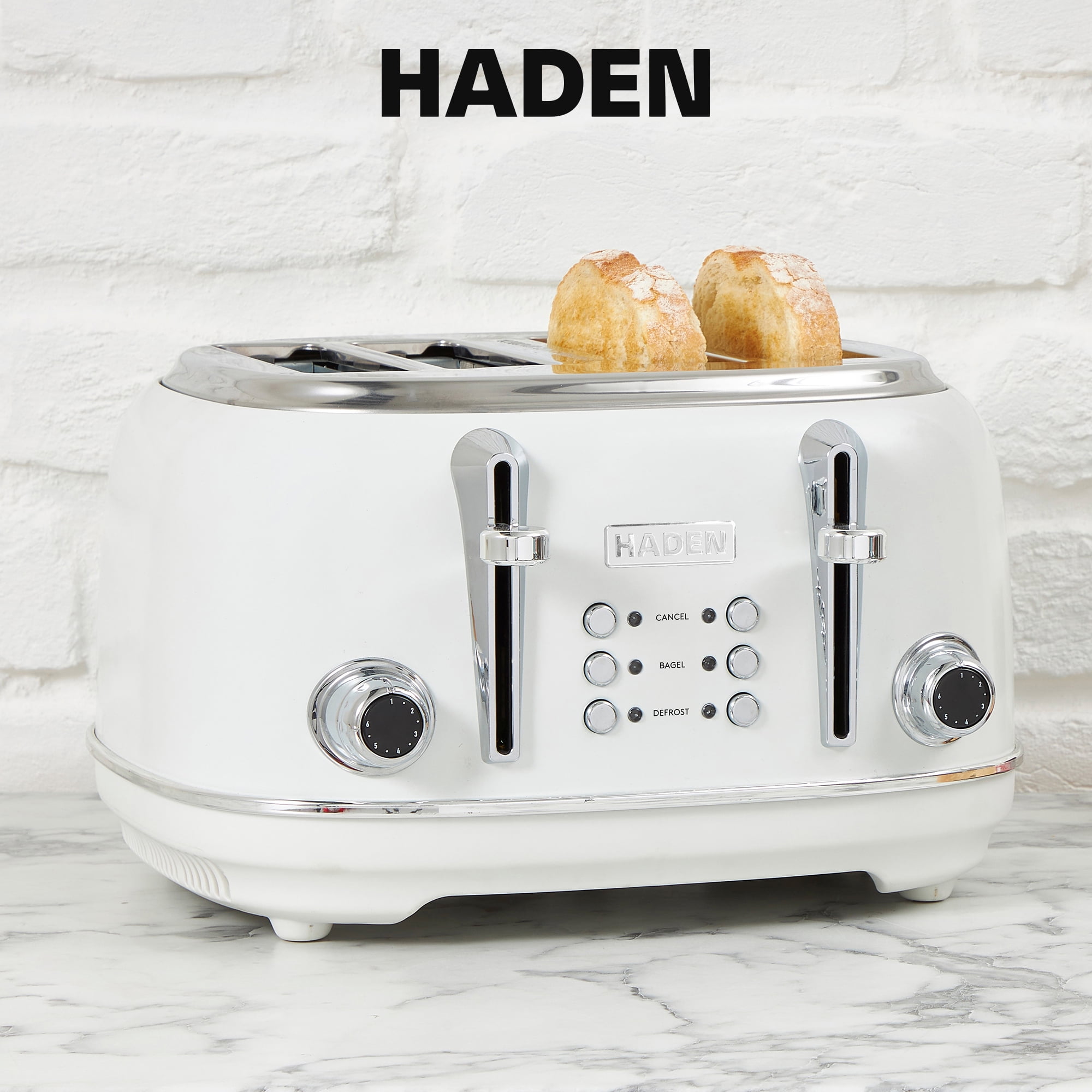 Haden Heritage 4-Slice Wide Slot Toaster, Ivory - 75013