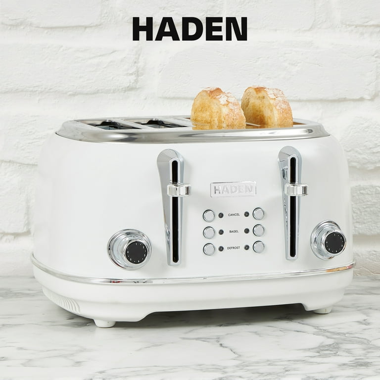 Haden Heritage 4-Slice Wide Slot Toaster, Ivory - 75013, Retro