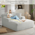 thumbnail image 4 of GNIXUU 49.2"W Oversized Chaise Lounge Chair Indoor, Boneless Sofa Upholstered Sleeper Couch with 3 Throw Pillows and Armrests, Comfy Corduroy Plush Chairs Bed for Living Room,Light Gray, 4 of 8