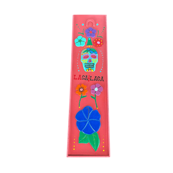 Caja de madera ROSA con 2 mezcaleros de barro